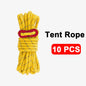 4mm Bold Sturdy Tent Rope High Reflective Luminous Windproof Tent Rope with Double Eye Buckle for Outdoor Camping,Dry,Bundle,Fix