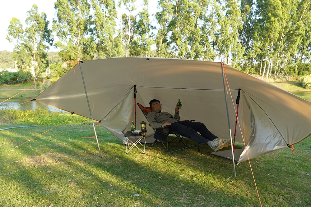 19 Hang Points Tent Tarp Survival Sun Shelter Shade Canopy Outdoor Backpacking Waterproof Camping Awning SunShade4 x4m 4x3m 3x3m