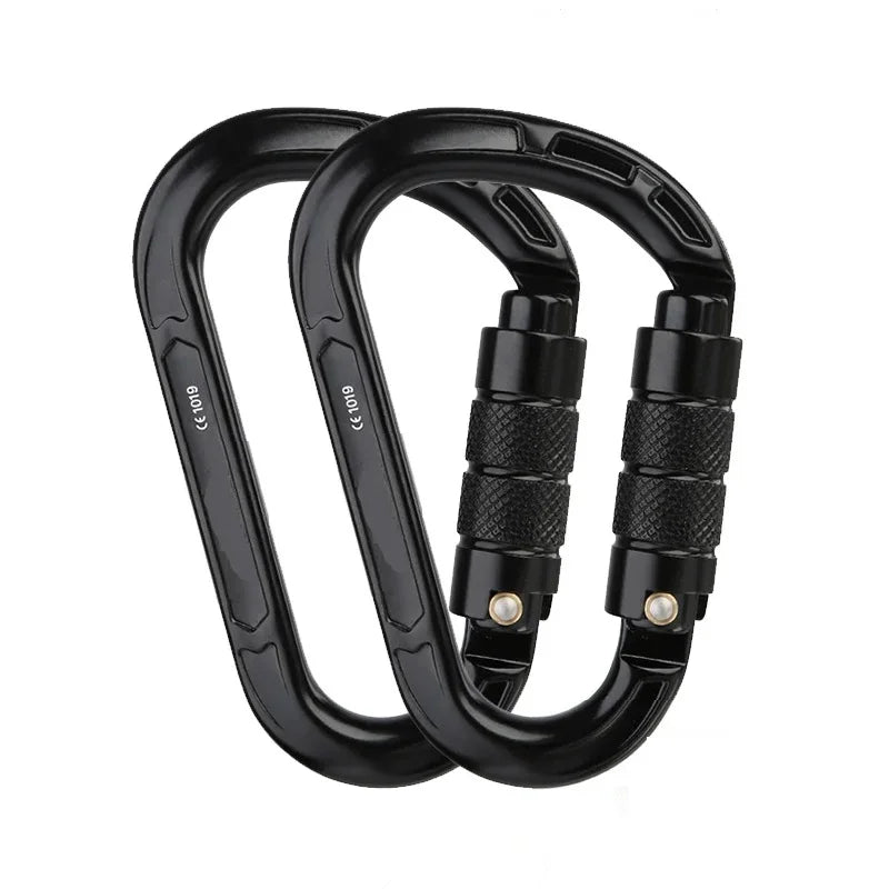 Rock Climbing Carabiner Pear-Shape Buckle 25kN Safety Auto Lock Spring-Loaded Gate Aluminum H-Carabiner Outdoor Kits