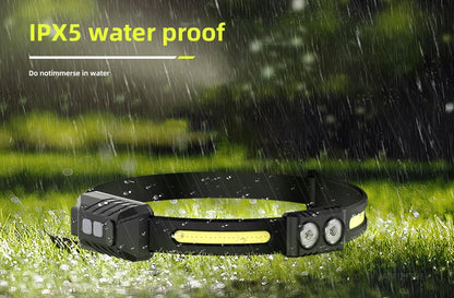 USB Rechargeable LED Sensor Headlamp XPE+COB Headlight Led Head Torch Camping Search Light Head Flashlight for Fishing Lantern