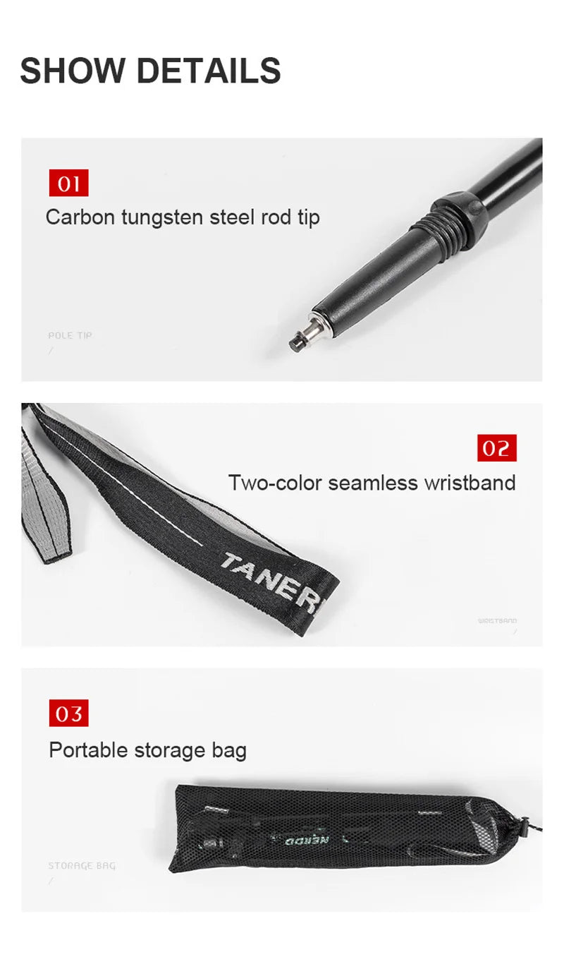 Trekking Stick 5-Section Telescopic Folding Trekking Poles Outdoor Camping Ultralight Portable Foldable Walking Hiking Stick