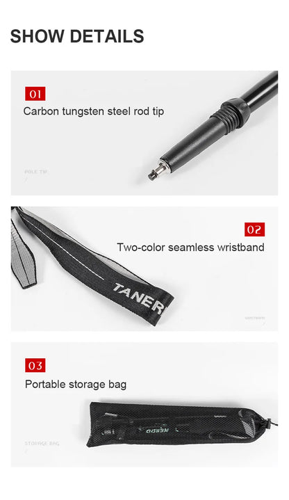 Trekking Stick 5-Section Telescopic Folding Trekking Poles Outdoor Camping Ultralight Portable Foldable Walking Hiking Stick