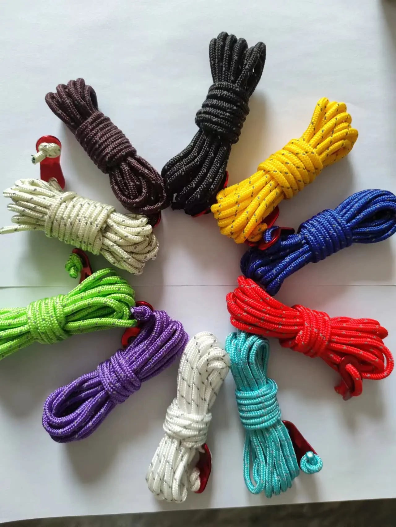 4mm Bold Sturdy Tent Rope High Reflective Luminous Windproof Tent Rope with Double Eye Buckle for Outdoor Camping,Dry,Bundle,Fix