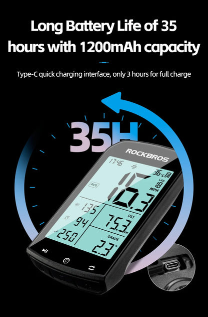 ROCKBROS M1 GPS Bicycle Computer Bluetooth 5.0 ANT+ Wireless Speedometer MTB Road Bike Ciclismo Speed Meter for Garmin Zwift