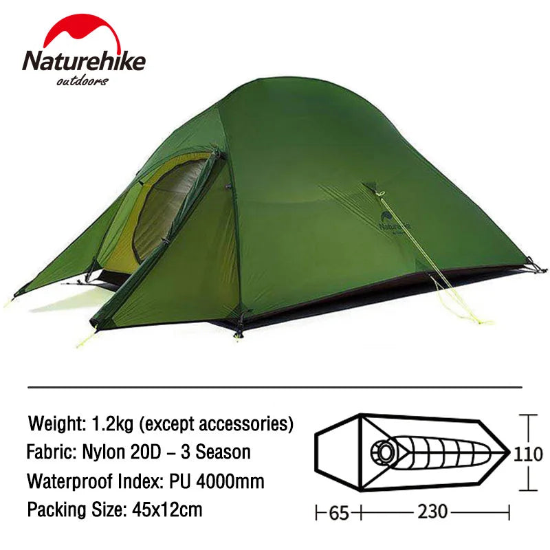 Naturehike Tent Cloud Up Series Ultralight Outdoor Camping Tent Waterproof Backpacking Cycling Tent Camping Tent With Floor Mat