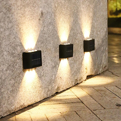 6LED Solar Lights, Outdoor Atmosphere Wall Lamp,Up And Down Light Control for Garden Yard Street Balcony Terrace Camping Decor