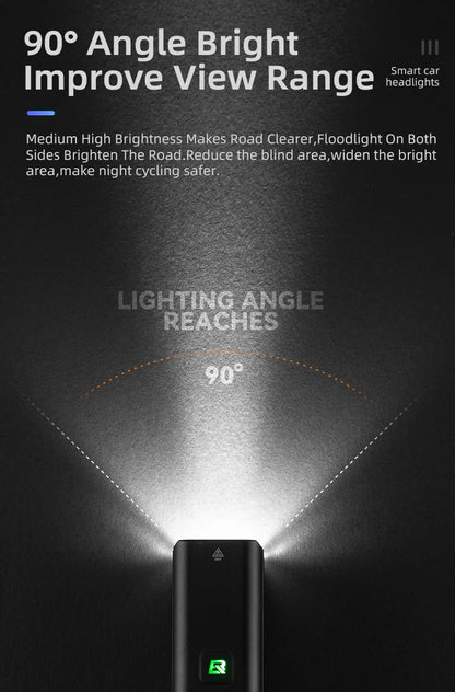 ROCKBROS Bike Light 1500LM5000mAh Type-C Bicycle Light Temperature Control  IPX6 Aluminum LED Light Front Lamp Cycling Headlight