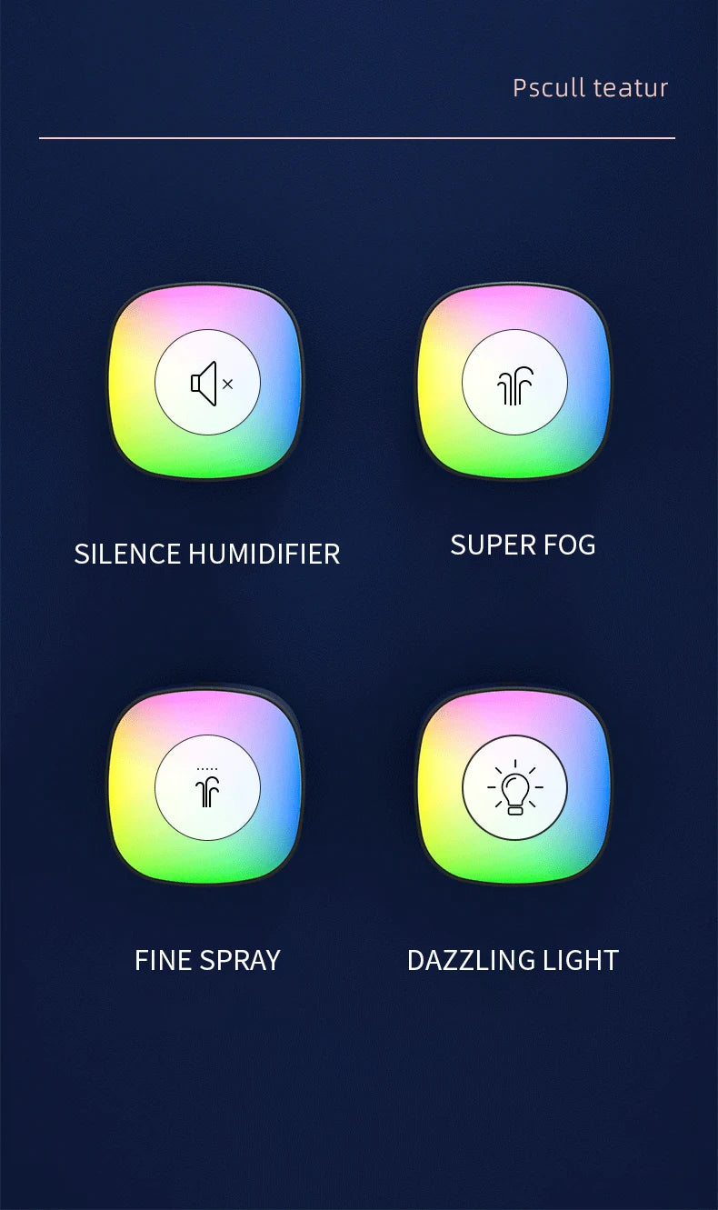 Colorful Humidifier 1 Home USB Portable Humidifier with Atmosphere Color Light Night Light Air Purification Humidifier