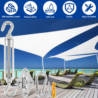 24pcs Sun Shade Sail Hardware Kit Heavy Duty Camping Tent Stainless Steel Sun Shade Sail Install Attachment Set Awning Accessory