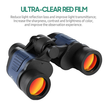 80x80 Telescope Binoculars BAK4 Prism Waterproof with Compass and Carrying Lanyard Red Film Telescope for Hunting Camping Travel