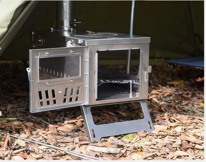 Camping Firewood Stove Tent Wood Heater Outdoor Ultralight  Burner Folding Portable Brazier Stainless Steel Furnace with Chimney