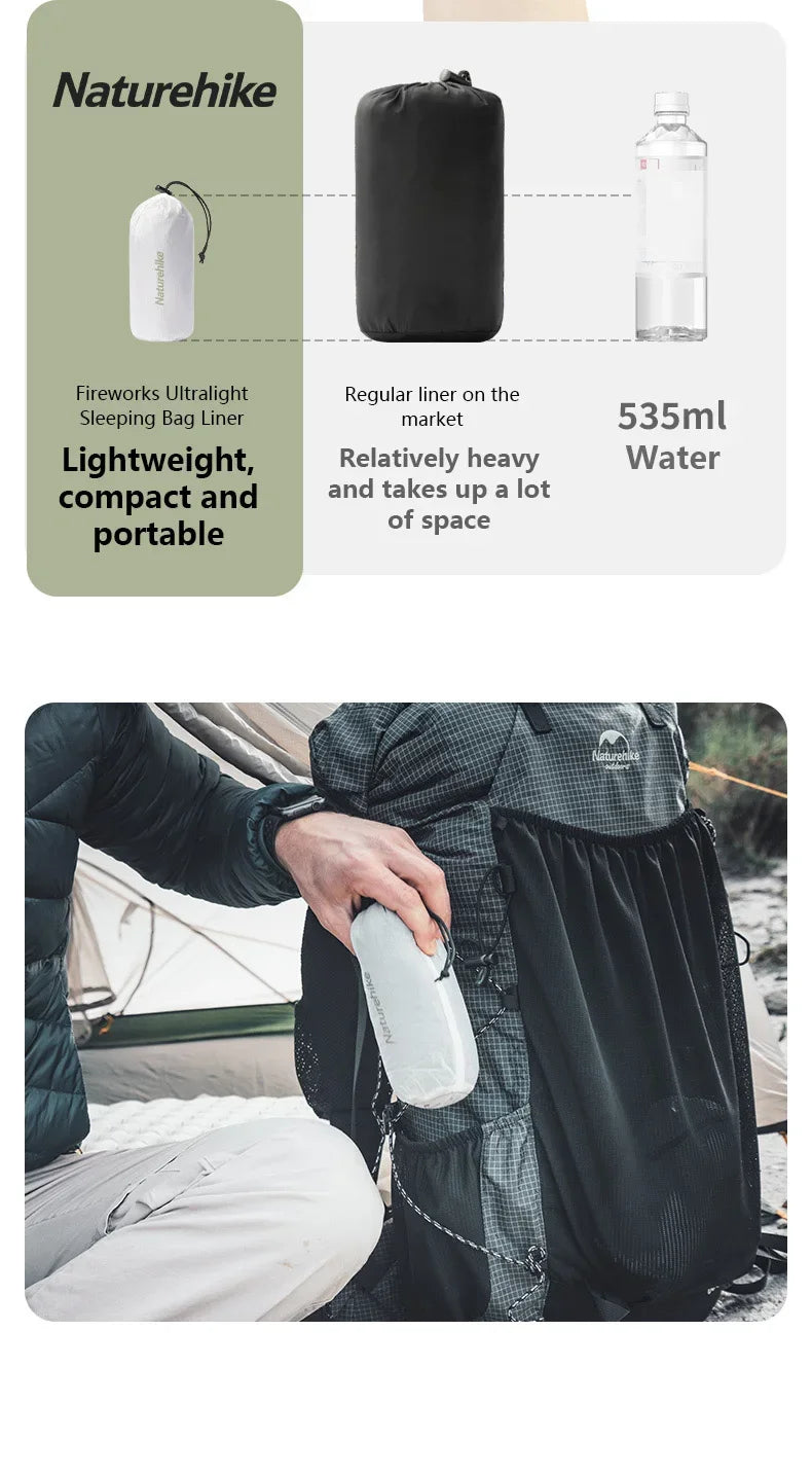 Naturehike Sleeping Bag Liner Lightweight Single Sleeping Bag Cover Ultralight Comfortable Camping Sheets Travel Sleep Sack