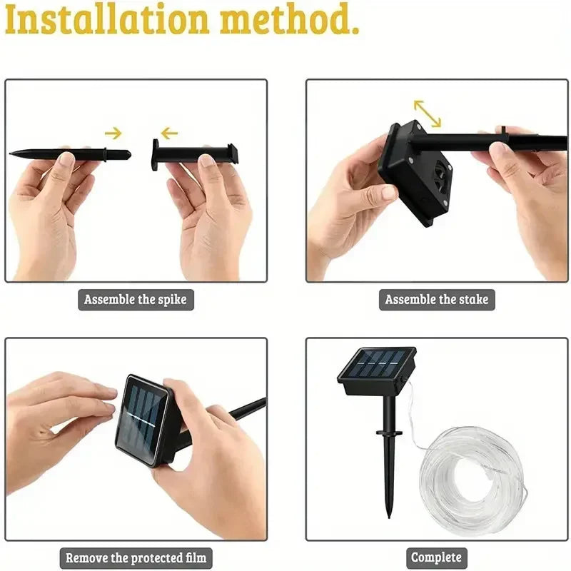 Solar LED Rope Lights Fairy Tube Light String Outdoor Waterproof Lawn Lamps 8 Mode For Home Garden Patio Christmas Wedding Decor