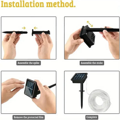 Solar LED Rope Lights Fairy Tube Light String Outdoor Waterproof Lawn Lamps 8 Mode For Home Garden Patio Christmas Wedding Decor