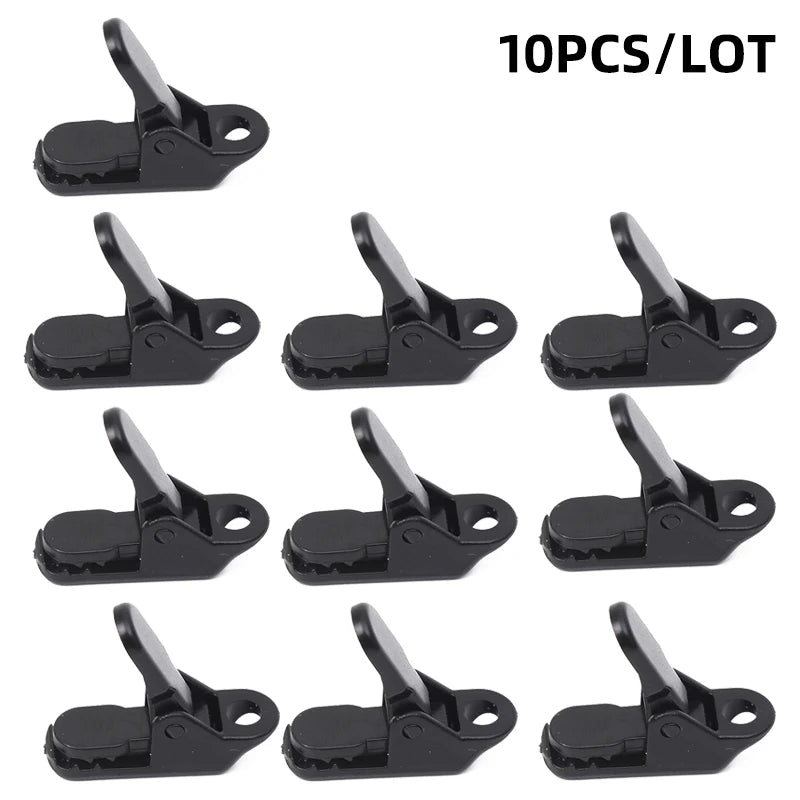 10pcs/lot travel outdoor camping plastic double hole tent rope adjustable buckle curtain alligator clip factory brand clip