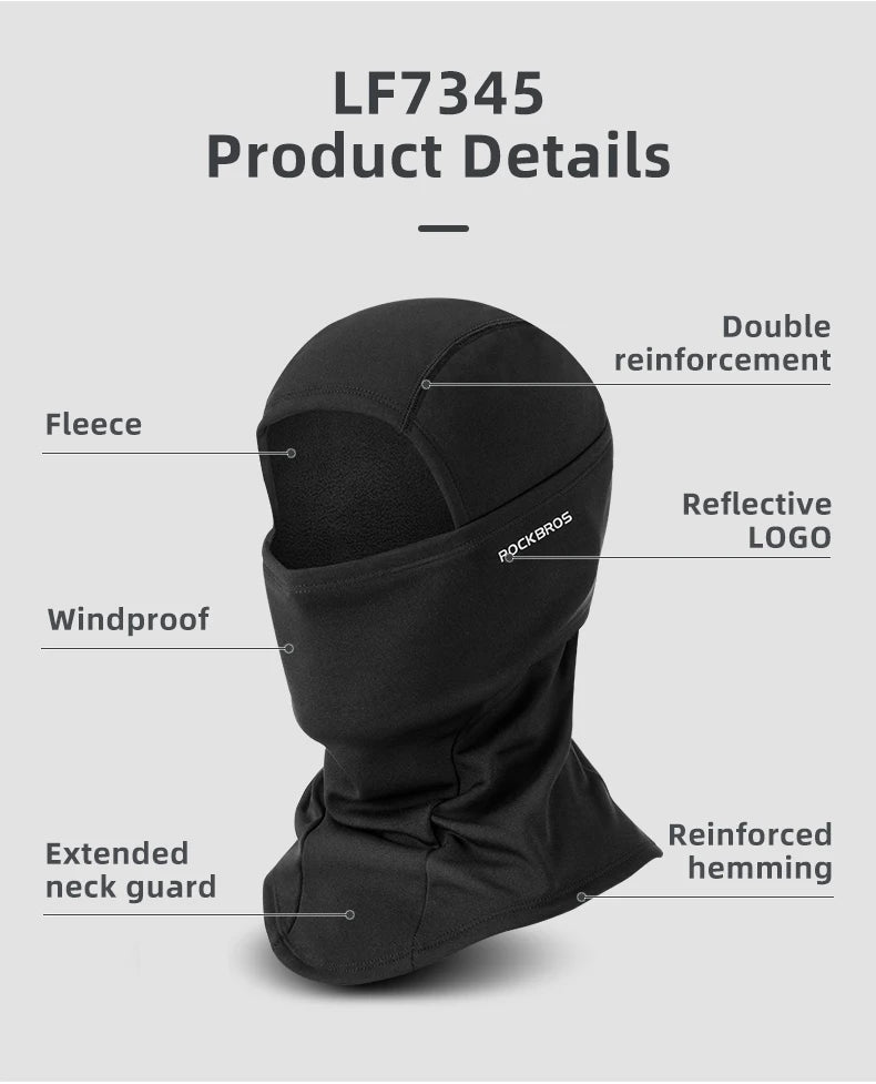 ROCKBROS Keep Warm Balaclava Winter Women Men's Motorcycle Bike Helmet Inner Cap Cycling Skiing Face Mask Thermal Windproof Hat