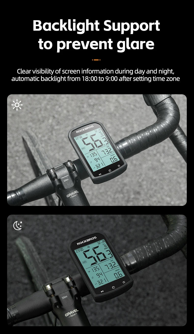 ROCKBROS M1 GPS Bicycle Computer Bluetooth 5.0 ANT+ Wireless Speedometer MTB Road Bike Ciclismo Speed Meter for Garmin Zwift