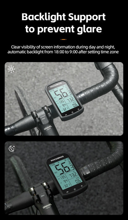 ROCKBROS M1 GPS Bicycle Computer Bluetooth 5.0 ANT+ Wireless Speedometer MTB Road Bike Ciclismo Speed Meter for Garmin Zwift