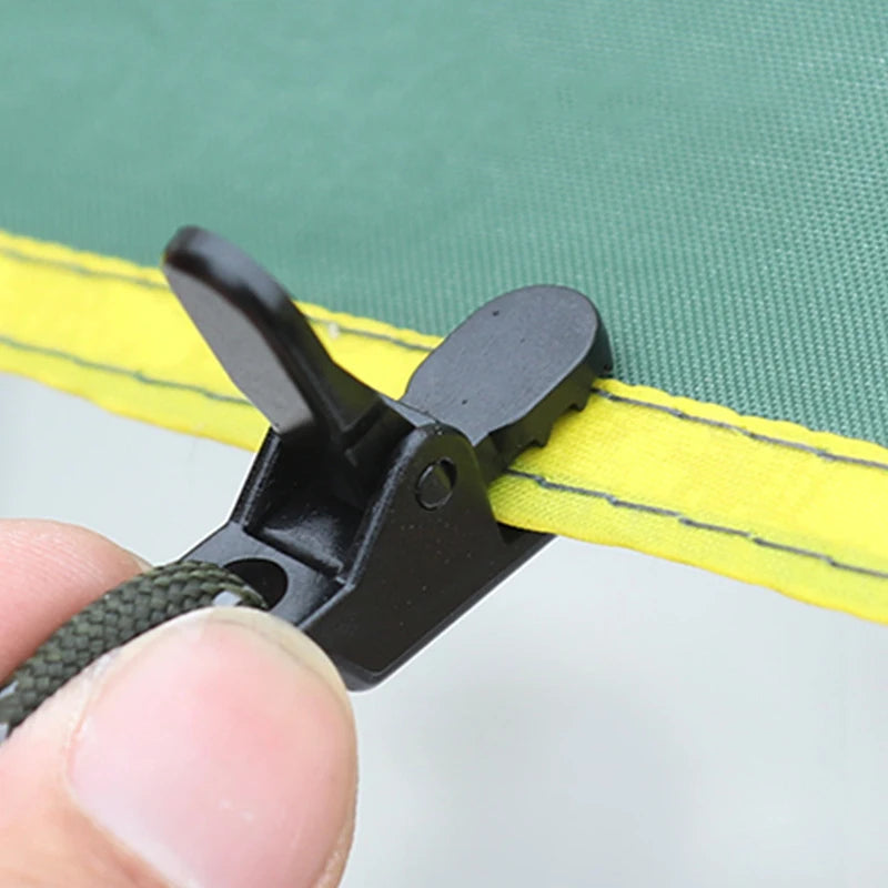 10pcs/lot travel outdoor camping plastic double hole tent rope adjustable buckle curtain alligator clip factory brand clip