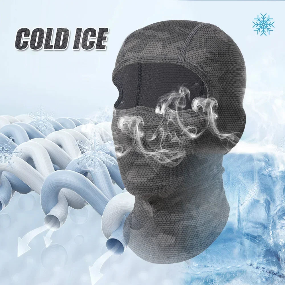 Cycling Full Face Balaclava Cooling Face Mask Breathable Ice Silk Wicking Absorbent Headgear for Bicycle Helmet Riding Gear Men