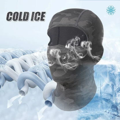 Cycling Full Face Balaclava Cooling Face Mask Breathable Ice Silk Wicking Absorbent Headgear for Bicycle Helmet Riding Gear Men