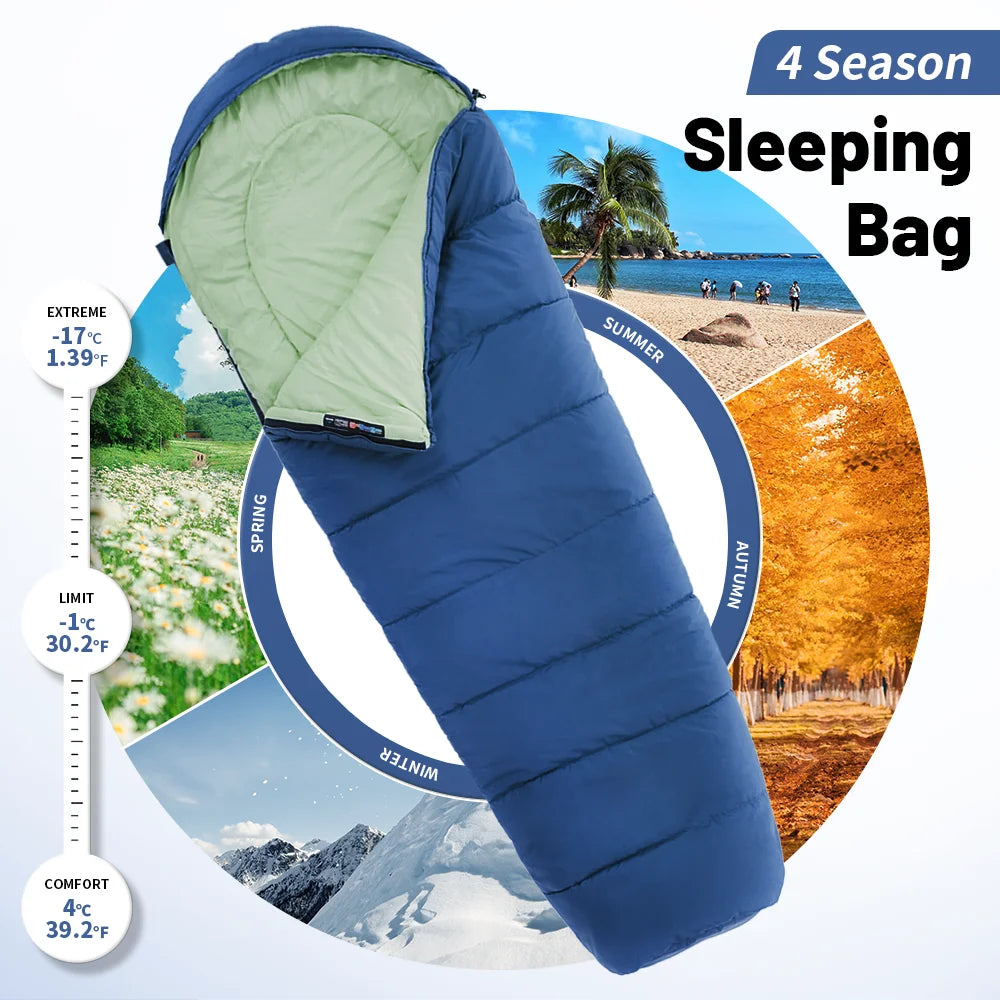 Naturehike Camping Sleeping Bag Ultralight Waterproof Cotton Mummy 4 Season Backpacking Sleeping Bags Outdoor Travel Hiking