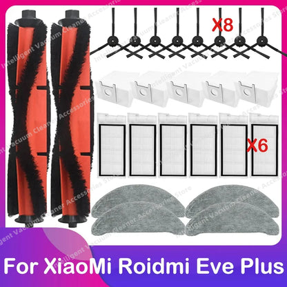 Compatible for Xiaomi Roidmi Eve Plus Robot Vacuum Cleaner Spare Main Side Brush HEPA Filter Dust Bag Mop Cloth Parts