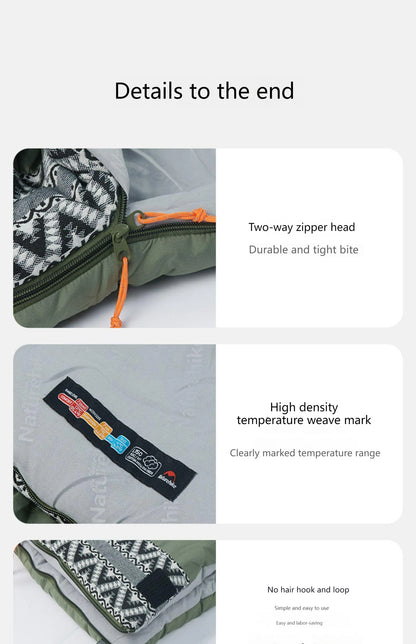 Naturehike Cotton Sleeping Bag Outdoor Camping Single Autumn And Winter Warm And Thick Splicable Breathable Sleeping Bag