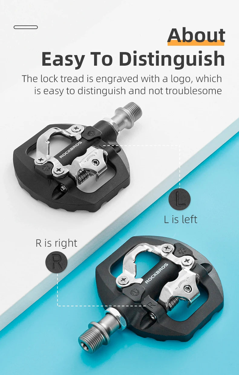 ROCKBROS Bicycle Lock Pedal 2 In 1 Anti-slip Lock Nylon Pedal MTB Bike Pedals Flat Cleat Platform Shimano SPD Bike Accessories