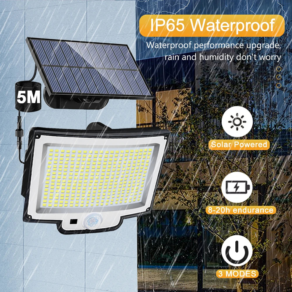 Solar Flood Lights Outdoor 106/318 LED Solar Motion Lights Remote Solar Security Lights Wall Lights Waterproof 3 Modes Garden