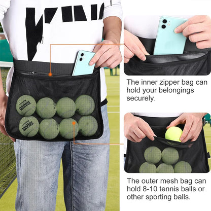 Tennis Ball Holder, Pickleball Ball Wasit Pouch for Women Men Holding 8 Tennis or Pickleball Balls,Tennis & Pickleball Accessory