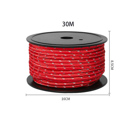 30M 6mm Reflective Tent Rope Guylines Luminous Camping Tent Rope Canopy for Outdoor Travel Canopy Guy Line