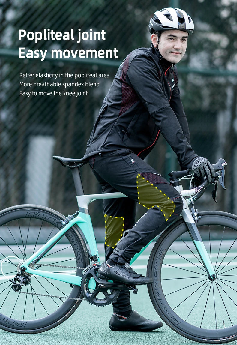 ROCKBROS Winter Cycling Pants Men Fleece Sport Reflective Trousers Keep Warm Thermal Bicycle Bike Mtb Pants Running Clothings