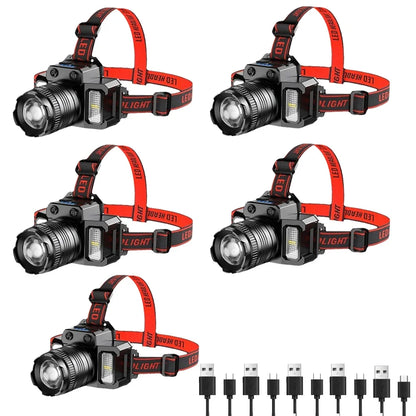Rechargeable LED Headlamp Super Bright with 5 Modes Zoom Torch Head Lamp Motion Sensor Head Lights For Camping Running Cycling