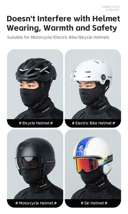 ROCKBROS Bicycle Fleece Head Mask Windproof Cycling Face Mask Balaclava Breathable Warm Bike Equipement Skiing Fleece Headgear