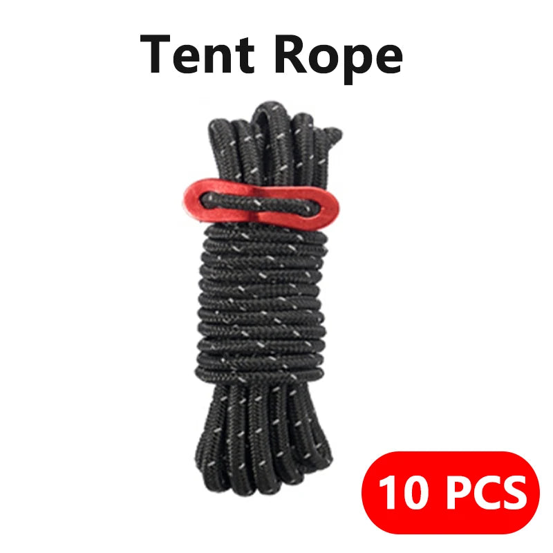 4mm Bold Sturdy Tent Rope High Reflective Luminous Windproof Tent Rope with Double Eye Buckle for Outdoor Camping,Dry,Bundle,Fix