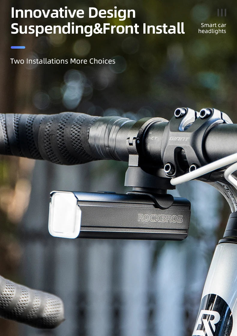 ROCKBROS Bike Light 1500LM5000mAh Type-C Bicycle Light Temperature Control  IPX6 Aluminum LED Light Front Lamp Cycling Headlight