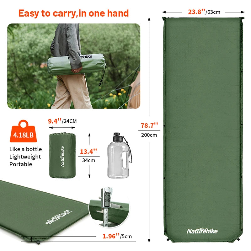 Naturehike Camping Mat D03 Inflatable Mattress Outdoor Travel Sleeping Pad 5cm Thicken Splicing Tent Mat Self-inflating Mat