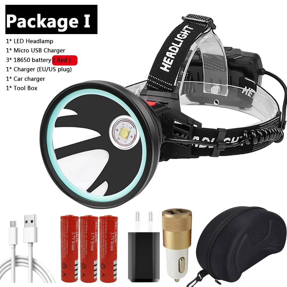 Brand New Xhp90.2 White Yellow LED Headlamp Headlamp Headlamp Torch 32W XHP50 3* 18650 Battery Power Pack 7800mah Light