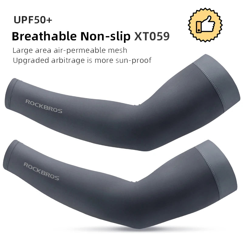 ROCKBROS Ice Fabric Running Camping Sleeves Breathable Sleeve Quick Dry Arm Protect UV400 Arm Cover Summer Sports Safety Gear