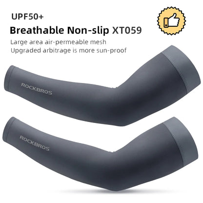 ROCKBROS Ice Fabric Running Camping Sleeves Breathable Sleeve Quick Dry Arm Protect UV400 Arm Cover Summer Sports Safety Gear