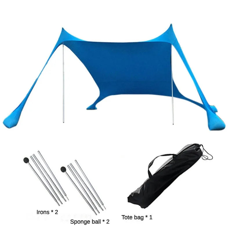 Outdoor Beach Sun Shade Portable UV Protection Family Camping Beach Tent Canopy with Storage Bag for Beach Camping Party Picnic