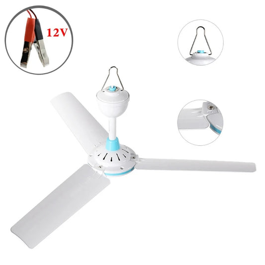 12V Mute Ceiling Canopy Fan Camping Tent Hanging Fans for Outdoor BBQ