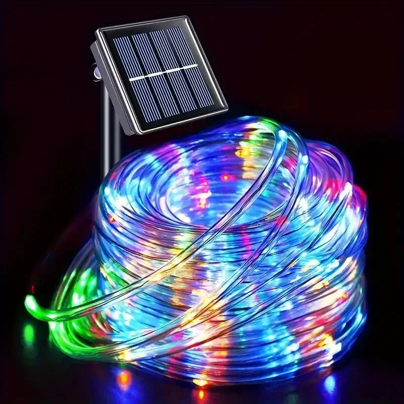 Solar LED Rope Lights Fairy Tube Light String Outdoor Waterproof Lawn Lamps 8 Mode For Home Garden Patio Christmas Wedding Decor