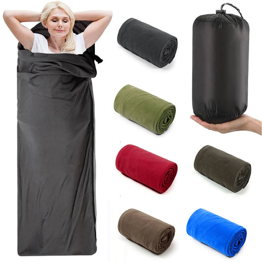 Outdoor fleece sleeping bag 180x80cm single down sleeping bag inner lining warm sleeping bag outdoor camping and travel supplies