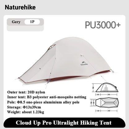 Naturehike Cloud Up Pro Tent 1 2 Person 20D Ultralight Portable Waterproof Camping Tent Outdoor Hiking Travel Backpacking Tent