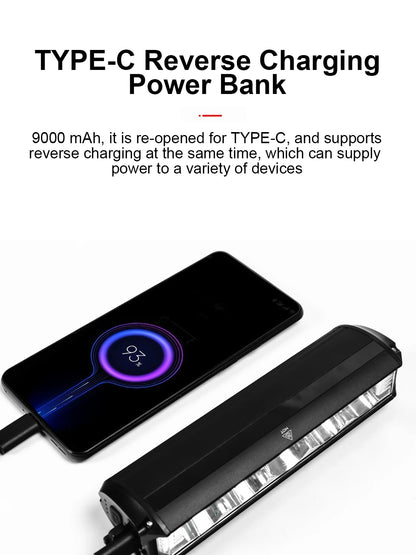 Fivemi Bicycle Light Front 10000mAh Bike Light Power Bank Flashlight USB Charging MTB Road Cycling Lamp Accessories Taillight