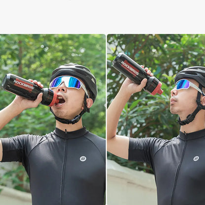 ROCKBROS Bicycle Water Bottle Plastic Outdoor Running Sports Squeeze Mug Cycling Kettle Bike Cup with Bottle Bracket