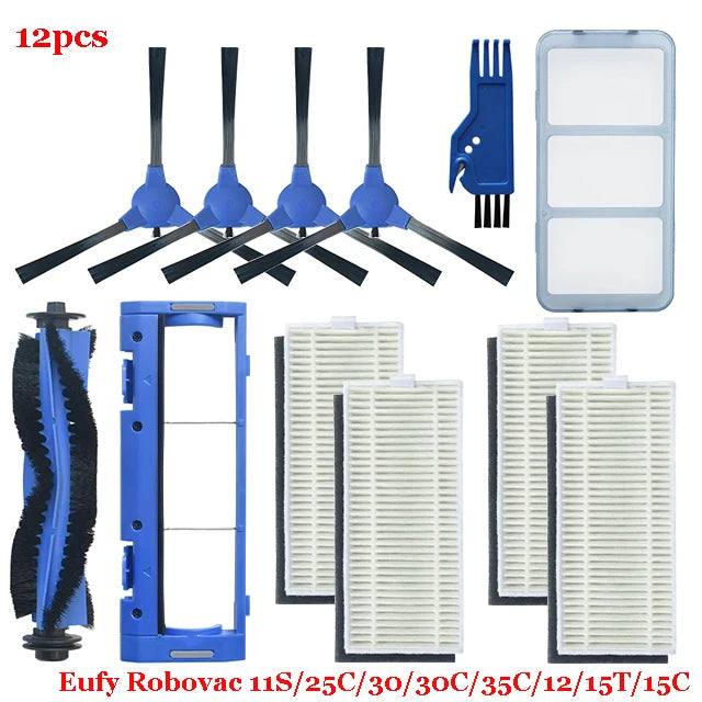 For Eufy Robovac 11S / 25C / 30 / 30C / 35C / 12 / 15T / 15C Slim Robot Vacuum Cleaner Parts Main Side Brush Cover Hepa Filter