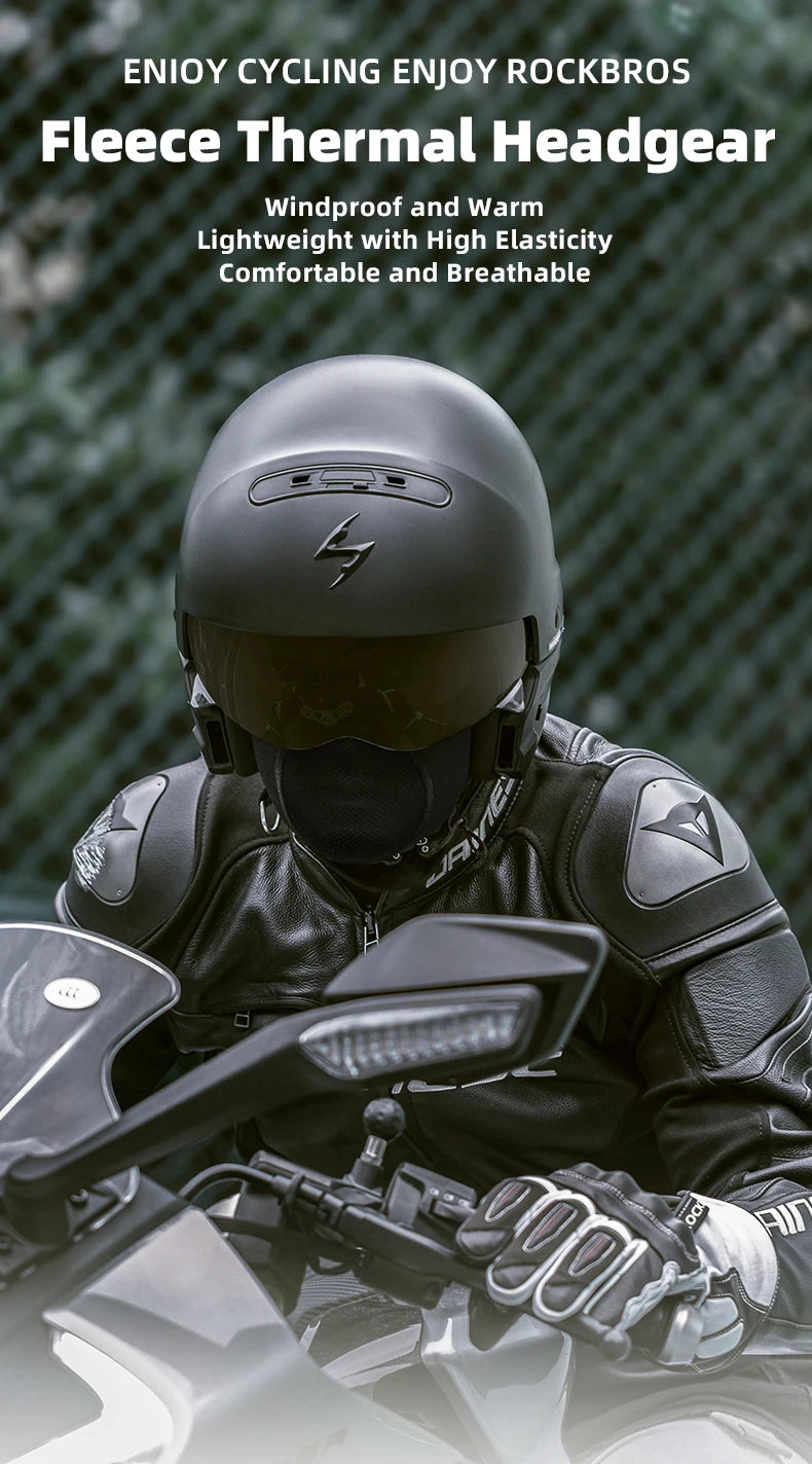 ROCKBROS Bicycle Fleece Head Mask Windproof Cycling Face Mask Balaclava Breathable Warm Bike Equipement Skiing Fleece Headgear